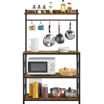 Кухонная Стойка для выпечки, полка для хранения, подставка для микроволновой печи, коричневый в деревенском стиле