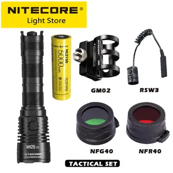 Тактический фонарик NITECORE MH25 V2 LED USB Перезаряжаемый 1300 Люмен 475 М Дальнобойный Фонарь для Поисковой Охоты, батарея 21700