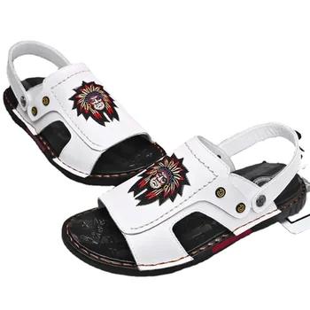 Мужские летние сандалии из натуральной кожи, Классическая римская мужская обувь, Тапочки, мягкая удобная мужская нескользящая обувь для ходьбы, Большой размер 46