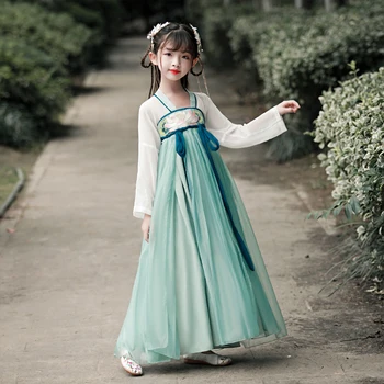 Женский костюм Ханфу для китайских древних традиционных народных танцев, Сценическое представление, Высококачественное Платье Принцессы Феи в стиле Ретро Для певцов