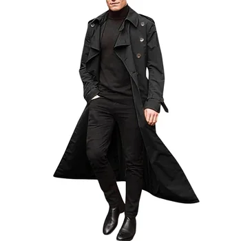 Мужской тренч, тонкое пальто полной длины, двубортные длинные куртки, пальто, ветровка, верхняя одежда