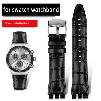 21 мм ремешок для часов swatch Band из натуральной телячьей кожи, ремешок для часов, черный, коричневый, водонепроницаемый высококачественный мужской ремешок для часов, аксессуары