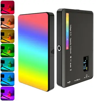 Светодиодный RGB-светильник Для камеры, Полноцветный Комплект Для Видеосъемки с Регулируемой Яркостью 2500 K-9000 K, Двухцветная панель CRI 95 + Перезаряжаемая 3100mAh