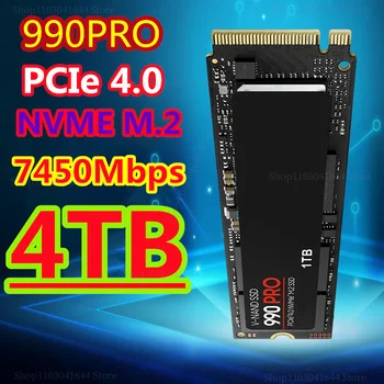 Новый SSD-накопитель марки 990 Pro 4 ТБ 2 ТБ 1 ТБ NVMe PCIe 4.0 M.2 2280 Твердотельный накопитель для ноутбука PS5 PlayStation5 Mini PC Игровой Компьютер