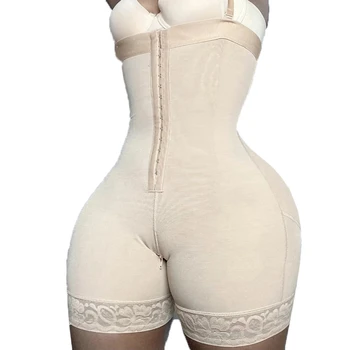 Женское корректирующее белье Fajas с высокой компрессией, сексуальное женское белье, утягивающее талию, женское кружевное боди с дополнительной застежкой-молнией