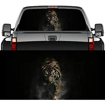 Наклейка на заднее стекло Tiger, наклейка на автомобиль, грузовик, Графическая наклейка на окно в реалистичном стиле, Перфорированная виниловая наклейка на заднее стекло для автомобиля