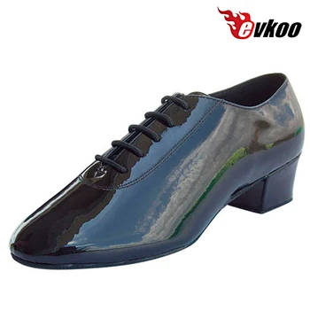 Evkoodance/Современные мужские туфли для бальных танцев на каблуке 4 см Из натуральной кожи или лакированной Высококачественной удобной подошвы Evkoo-295