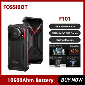 Глобальная версия FOSSiBOT F101 Водонепроницаемый прочный смартфон 5,45 дюйма 10600 мАч 4 ГБ оперативной памяти 64 ГБ ПЗУ Телефон Android 24-мегапиксельная камера