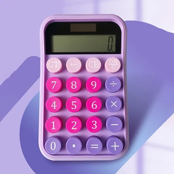 1 Шт. Мультяшный бесшумный калькулятор Карамельного цвета, механическая клавиатура, настольный Финансовый обучающий калькулятор, обучающие инструменты