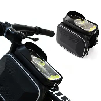 Сумка для велосипедной рамы с карбоновым рисунком, водонепроницаемая, устойчивая к царапинам, отражающая сенсорный экран, сумка для мобильного телефона для горного велосипеда